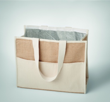Logo trade promotional products image of: Jute and canvas cooler bag