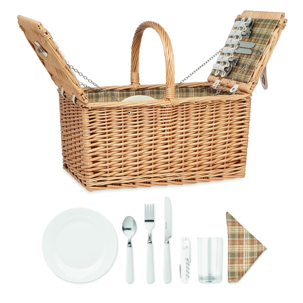 Logotrade advertising product picture of: Wicker picnic basket 4 people
