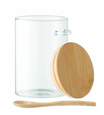 Logo trade promotional giveaways image of: Glass jar with spoon 600 ml