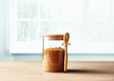 Logo trade promotional items image of: Glass jar with spoon 600 ml