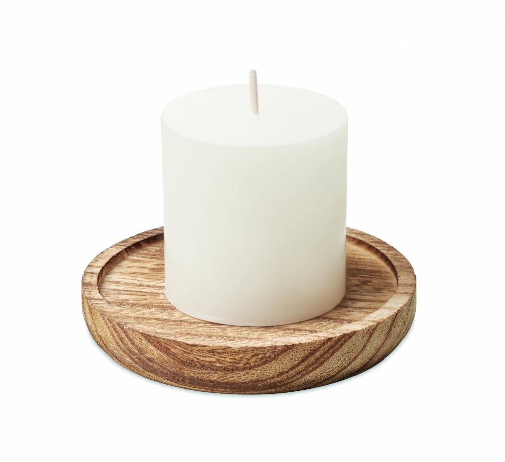 Logo trade advertising product photo of: Candle on round wooden base