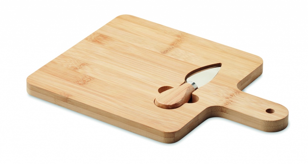 Logo trade promotional gift photo of: Cheese board set in bamboo Bremen