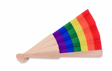 Logo trade advertising products image of: Rainbow wooden hand fan