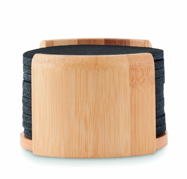 Logotrade promotional products photo of: RPET coasters in bamboo holder