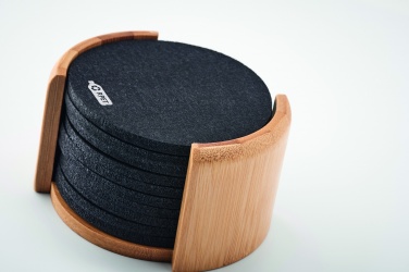 Logo trade corporate gift photo of: RPET coasters in bamboo holder