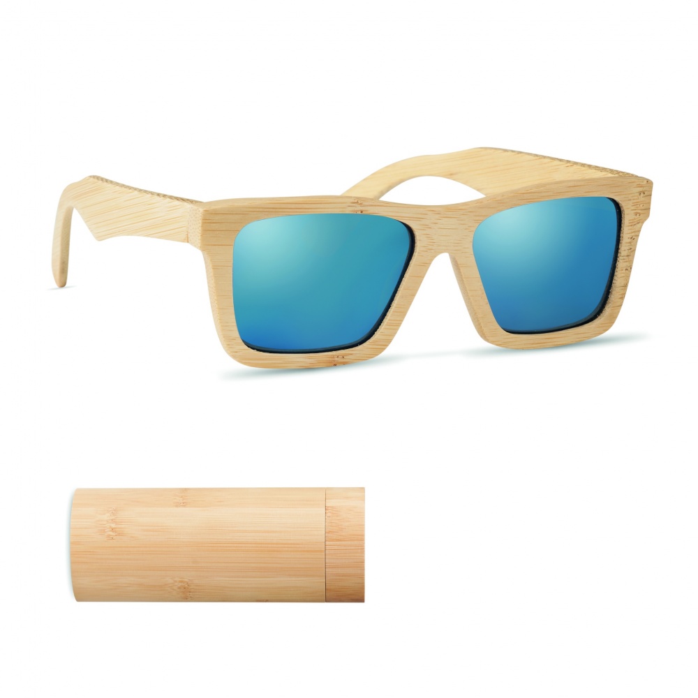 Logo trade promotional items image of: Sunglasses and case in bamboo KEILA
