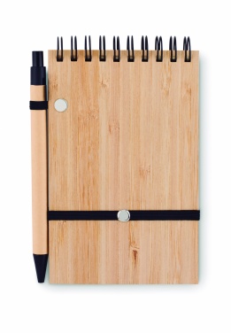 Logo trade advertising products image of: A6 bamboo notepad with pen SONORABAM