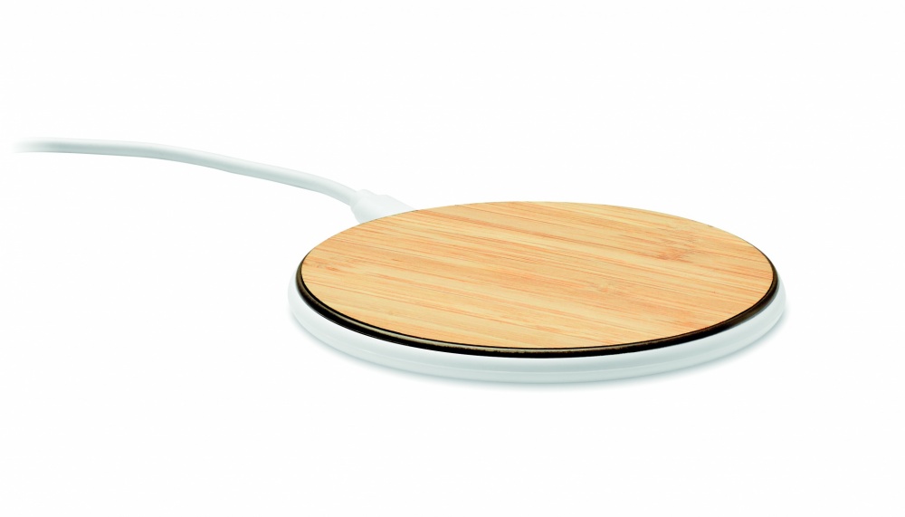 Logo trade promotional merchandise picture of: Bamboo wireless charger 10W