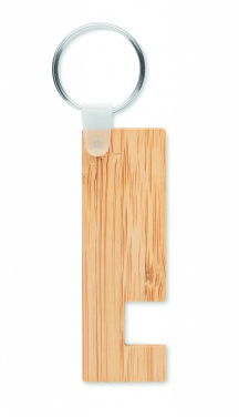 Logo trade promotional gift photo of: Bamboo stand and key ring Savonlinna