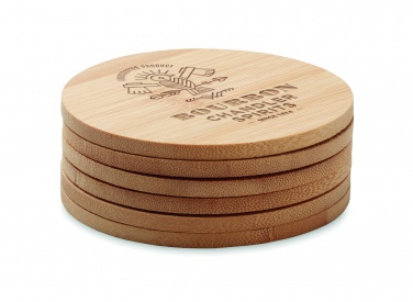 Logo trade promotional merchandise photo of: Set of 6 bamboo coasters