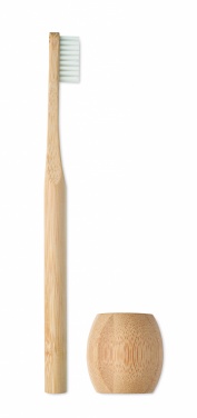 Logo trade corporate gifts picture of: Bamboo tooth brush with stand