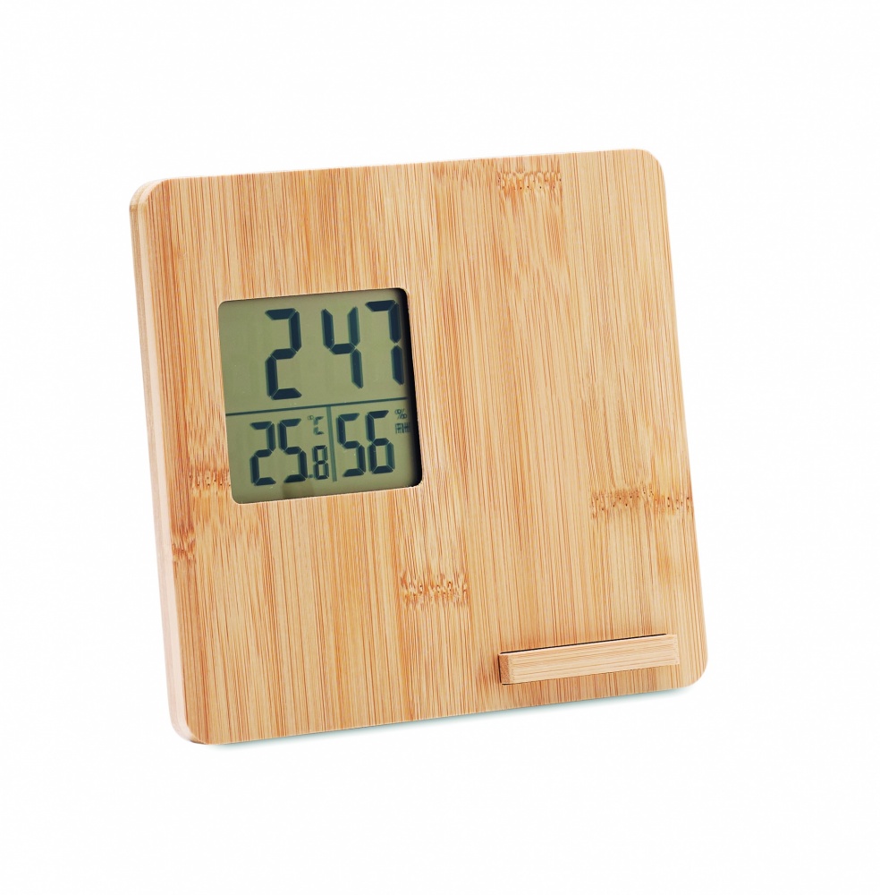 Logotrade promotional item image of: Bamboo weather station 10W