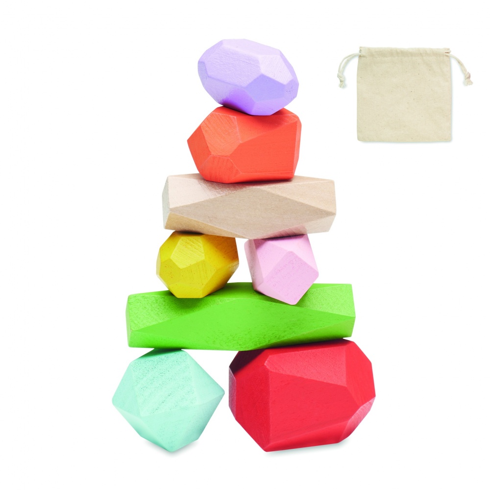 Logo trade promotional giveaways image of: 8 stacking wood rocks in pouch