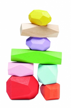 Logo trade promotional merchandise photo of: 8 stacking wood rocks in pouch