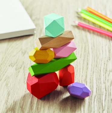 Logo trade corporate gift photo of: 8 stacking wood rocks in pouch