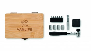 Logo trade promotional giveaways image of: 13 piece tool set, bamboo case