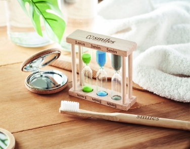 Logo trade advertising products picture of: Set of 3 wooden sand timer