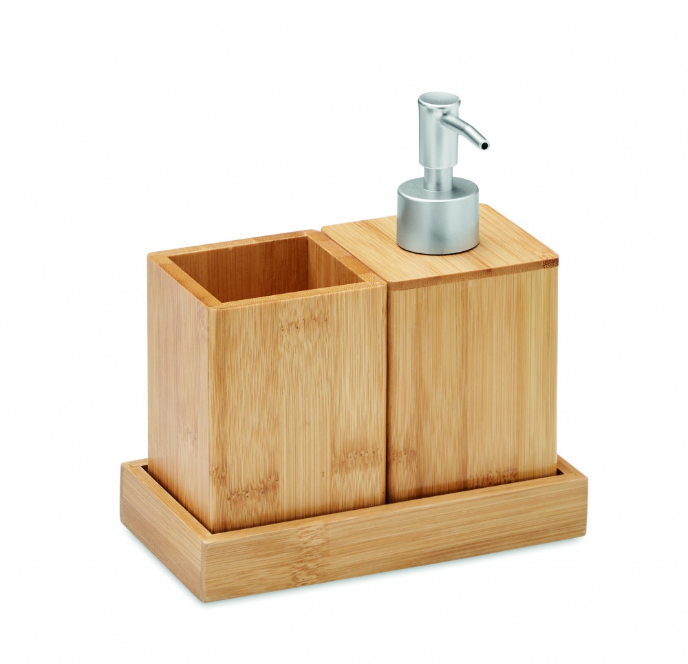 Logo trade business gift photo of: 3 piece bath set in bamboo