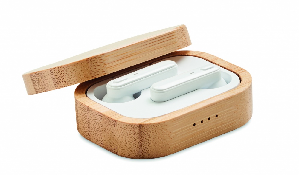 Logo trade promotional product photo of: TWS earbuds in bamboo case