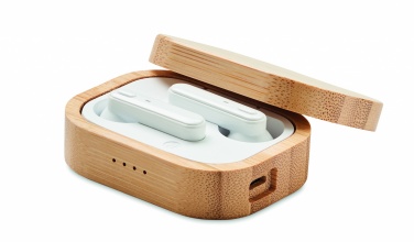 Logo trade advertising products image of: TWS earbuds in bamboo case