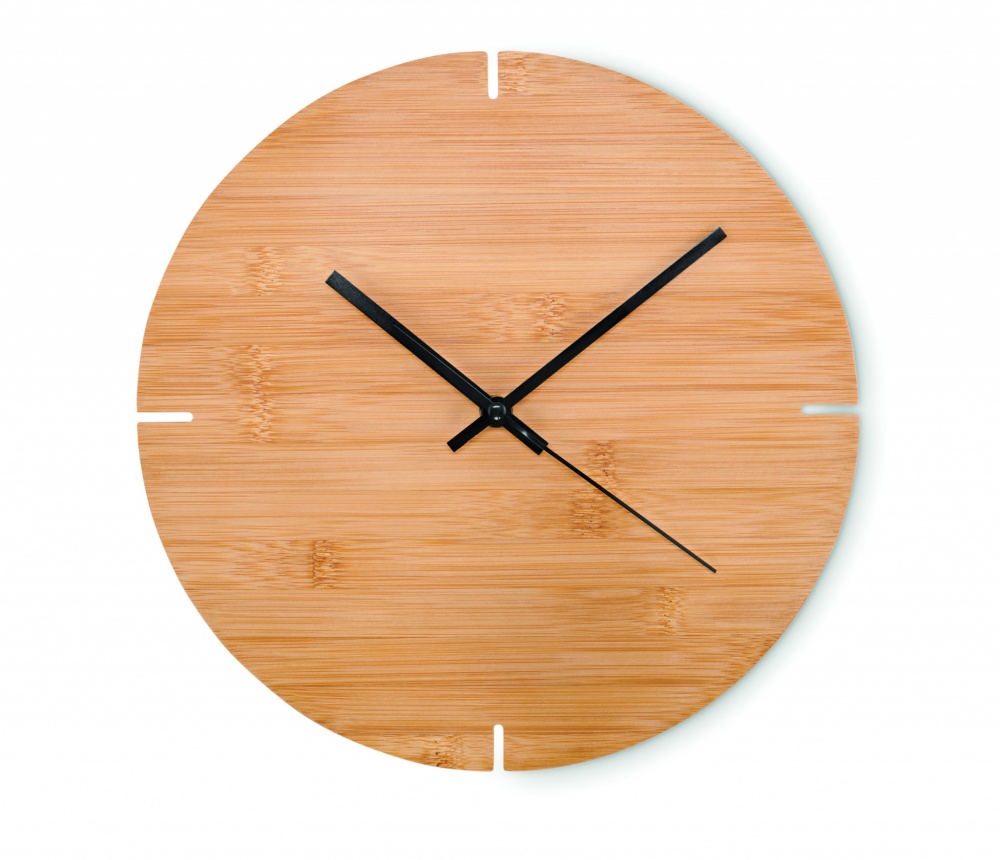 Logo trade advertising products image of: Round shape bamboo wall clock