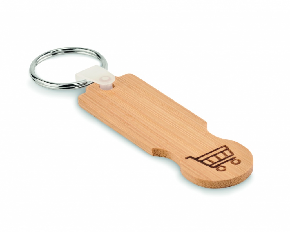 Logotrade promotional giveaway image of: Bamboo euro token key ring Rauma