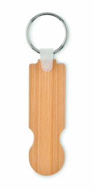 Logo trade corporate gift photo of: Bamboo euro token key ring Rauma