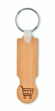 Logo trade promotional gifts image of: Bamboo euro token key ring Rauma