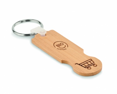 Logo trade corporate gifts picture of: Bamboo euro token key ring Rauma