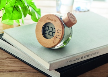 Logo trade corporate gift photo of: Water powered bamboo LCD clock