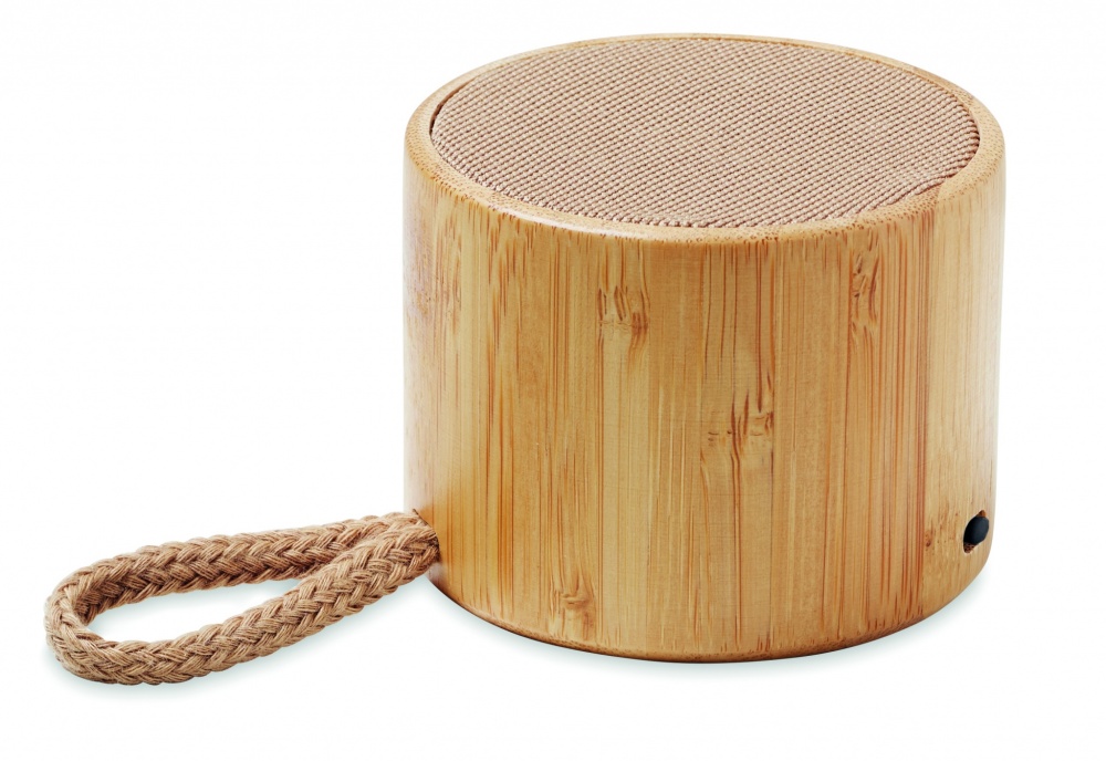 Logotrade promotional giveaway image of: Round bamboo wireless speaker