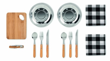 Logo trade promotional giveaways image of: Picnic 2 person set in pouch