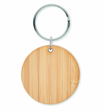 Logotrade corporate gift image of: Round bamboo key ring Pieksämäki
