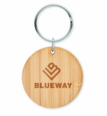 Logo trade corporate gifts image of: Round bamboo key ring Pieksämäki