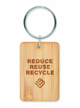 Logotrade advertising product picture of: Rectangular bamboo key ring Riihimäki