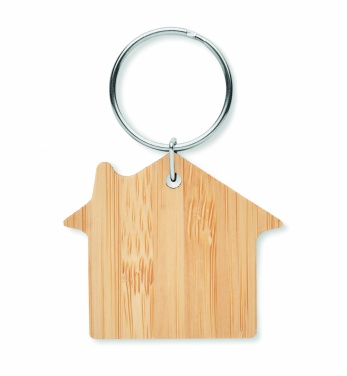 Logo trade corporate gift photo of: House shaped bamboo key ring Järvenpää