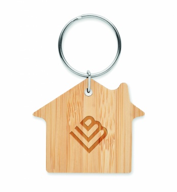Logotrade promotional giveaways photo of: House shaped bamboo key ring Järvenpää