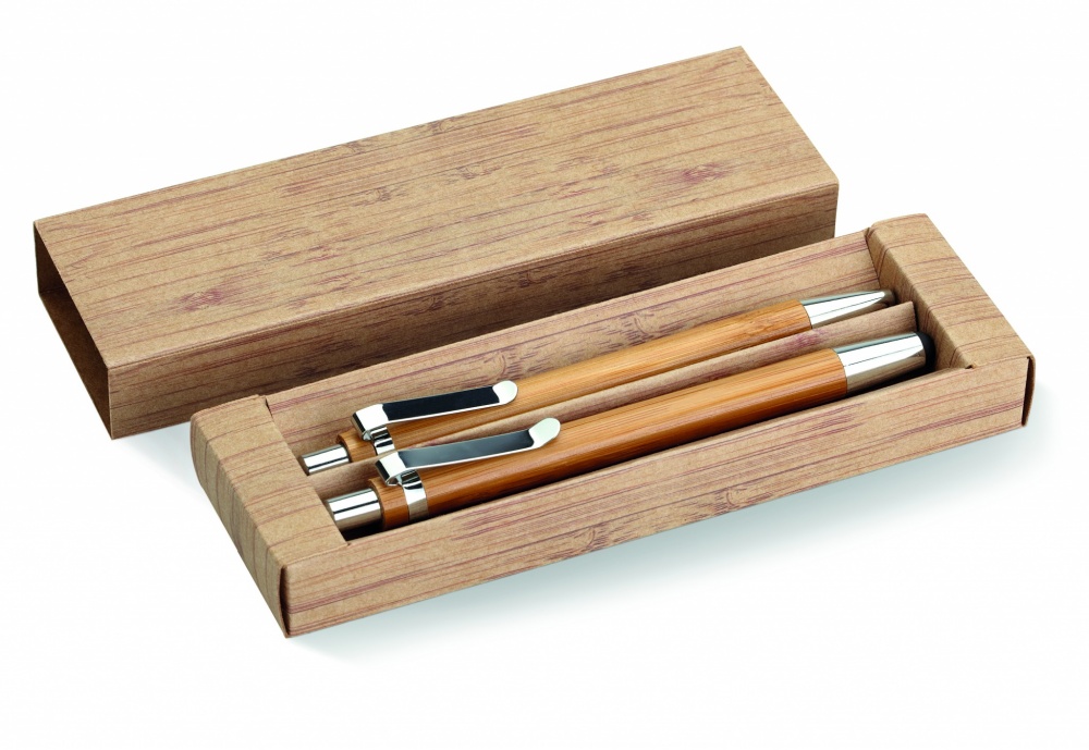 Logotrade corporate gifts photo of: Bamboo pen and pencil set