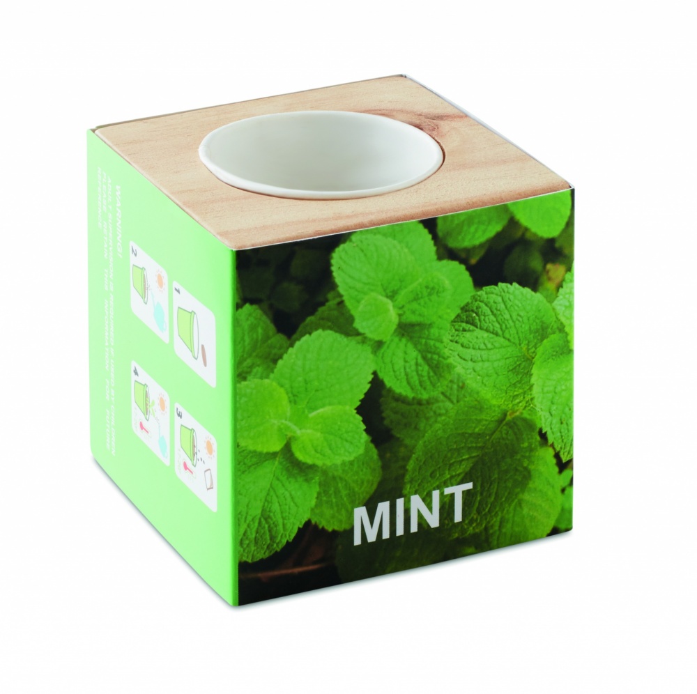 Logotrade advertising products photo of: Herb pot wood "MINT"