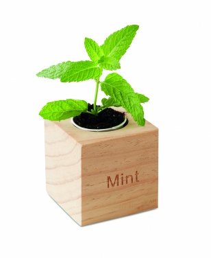 Logotrade corporate gift image of: Herb pot wood "MINT"