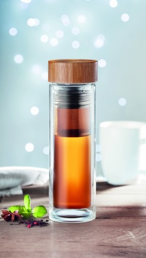 Logo trade promotional merchandise image of: Double wall glass bottle 400ml München