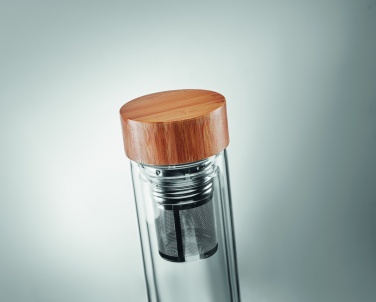 Logo trade promotional giveaways picture of: Double wall glass bottle 400ml München