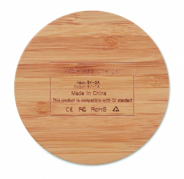 Logo trade promotional gifts image of: Wireless charger bamboo 5W