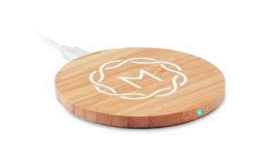 Logo trade promotional products image of: Wireless charger bamboo 5W