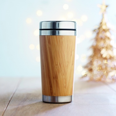 Logo trade promotional gifts image of: Double wall bamboo flask 430ml