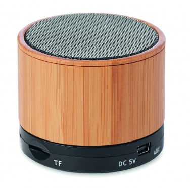 Logotrade advertising product image of: Round Bamboo wireless speaker