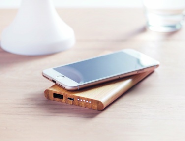 Logo trade advertising product photo of: Wireless power bank in bamboo 6000mAh ARENA