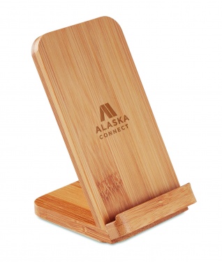Logotrade promotional merchandise picture of: Bamboo wireless charge stand 5W WIRESTAND