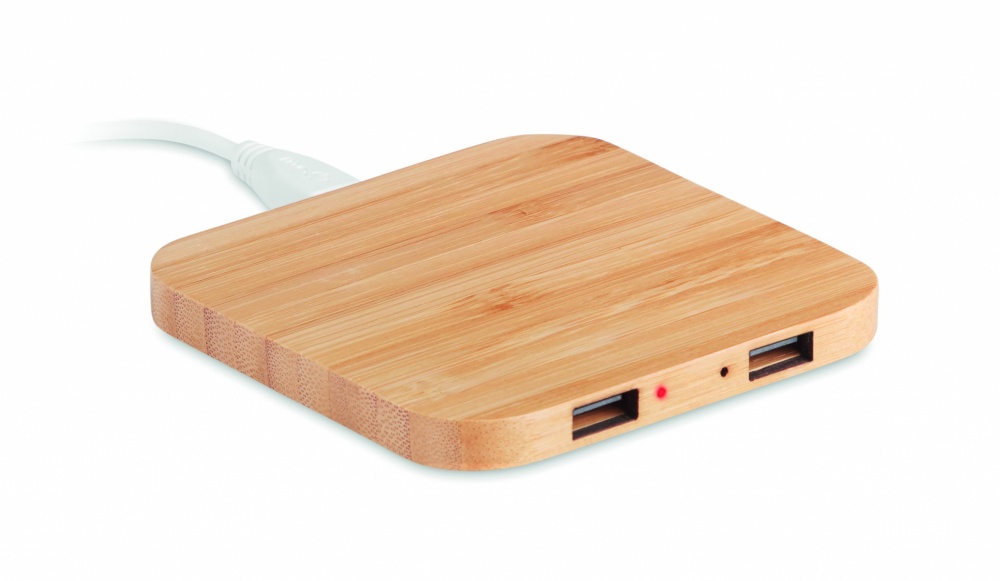 Logo trade promotional gifts picture of: Bamboo wireless charge pad 5W