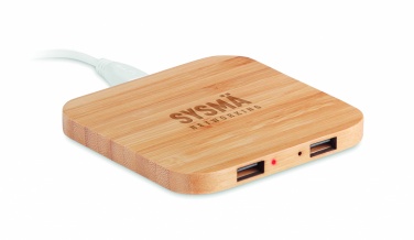 Logo trade promotional gift photo of: Bamboo wireless charge pad 5W